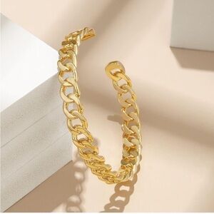 14k Gold Plated Chain Cuff Bracelet